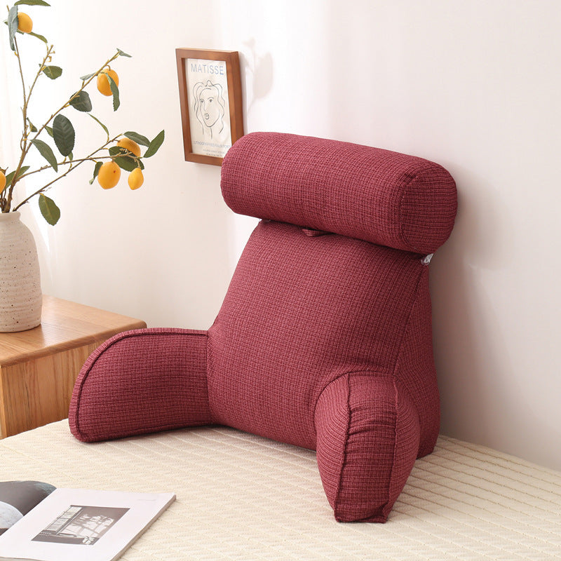 HKM-245267 Korean Style Large Backrest Cushion with Arm and Neck Support, Linen & Pearl Cotton Filling