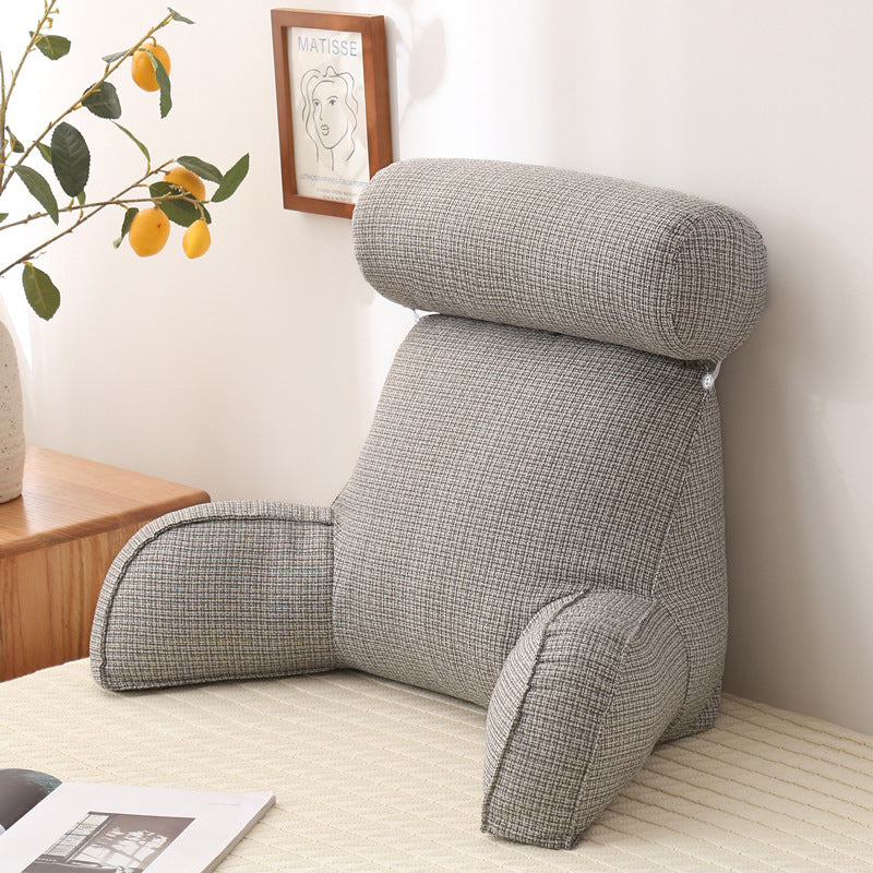 HKM-245267 Korean Style Large Backrest Cushion with Arm and Neck Support, Linen & Pearl Cotton Filling