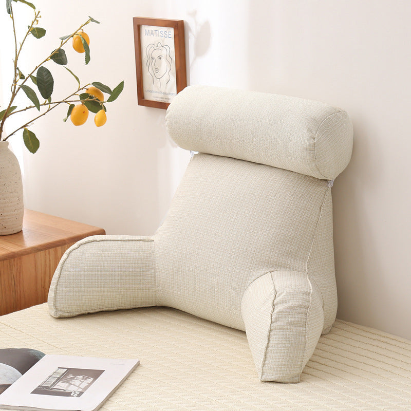 HKM-245267 Korean Style Large Backrest Cushion with Arm and Neck Support, Linen & Pearl Cotton Filling