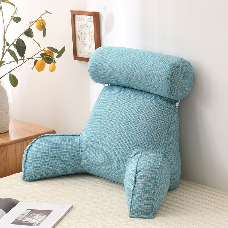 HKM-245267 Korean Style Large Backrest Cushion with Arm and Neck Support, Linen & Pearl Cotton Filling