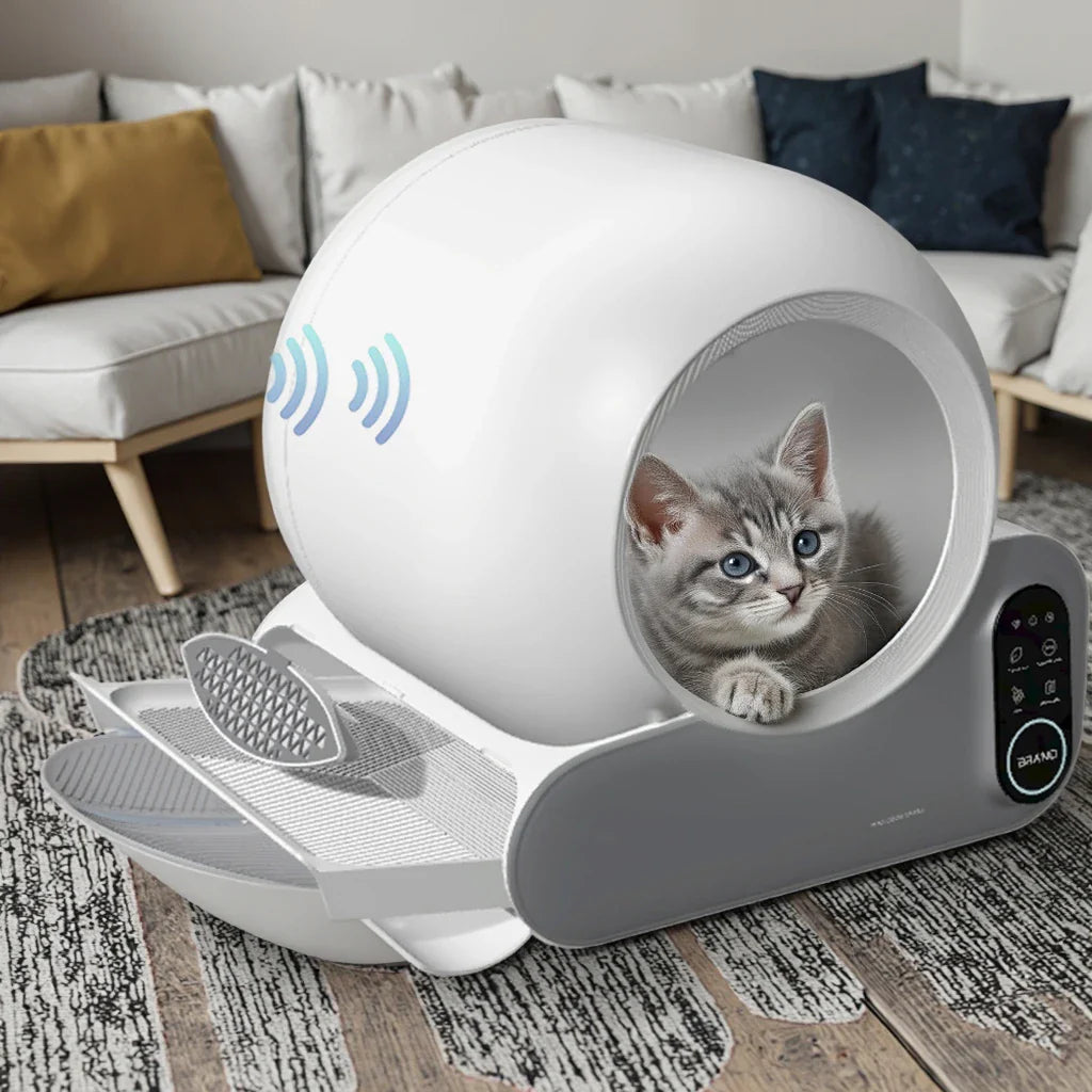 KTX-245267 Smart Self-Cleaning Round Litter Box with APP Control and Deodorizing Features for Cats up to 10kg