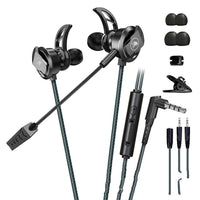 HKM-245331 In-Ear Wired Gaming Headset with Long Microphone and 3.5mm Audio Adapter