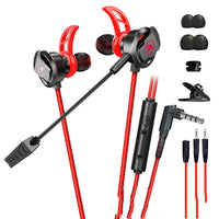 HKM-245331 In-Ear Wired Gaming Headset with Long Microphone and 3.5mm Audio Adapter