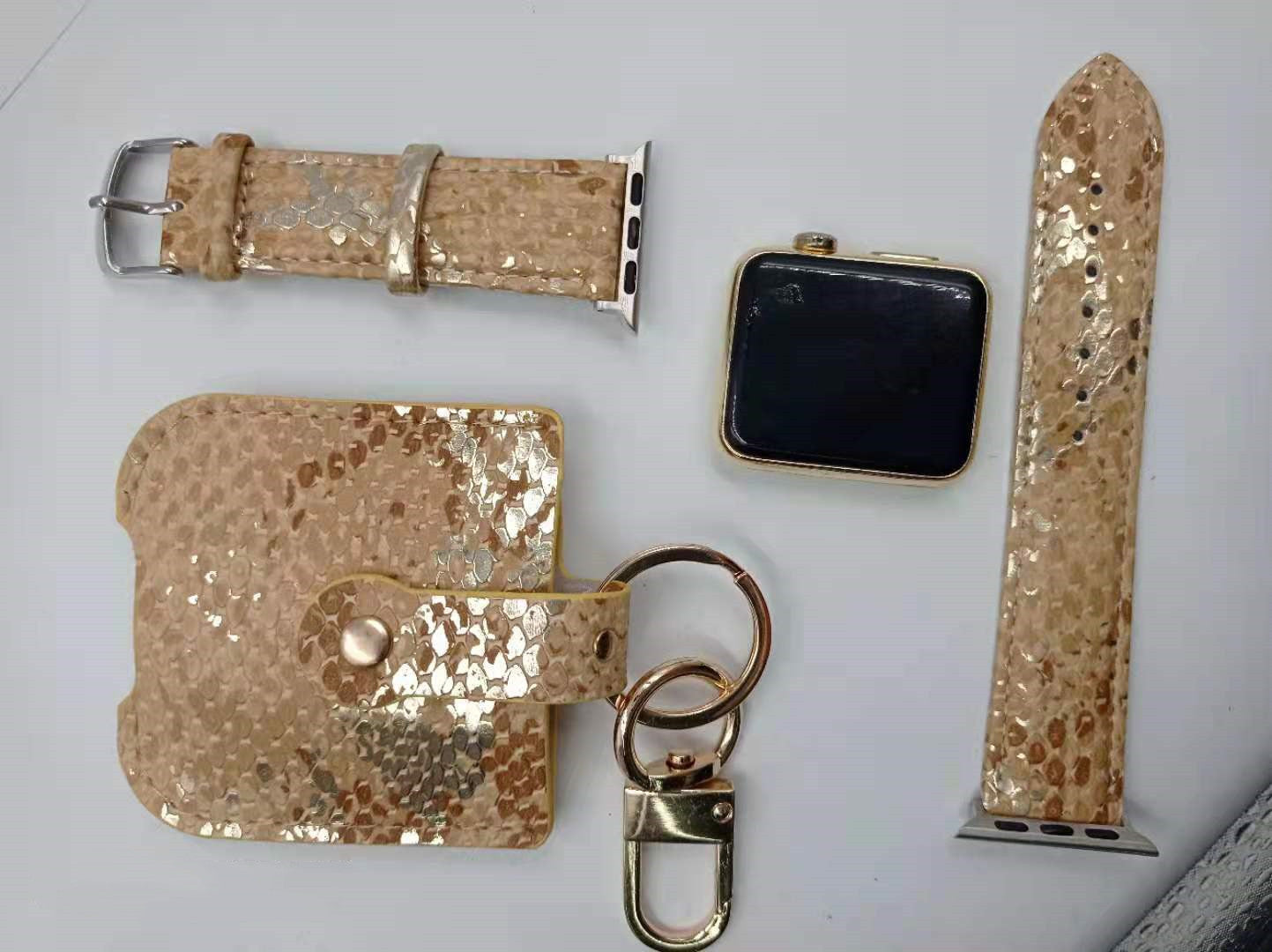 HKM-245331 Leopard Print Leather Strap for Apple Watch Series 1-6 & SE, 38mm/42mm Options Available