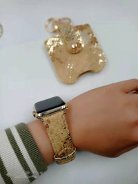 HKM-245331 Leopard Print Leather Strap for Apple Watch Series 1-6 & SE, 38mm/42mm Options Available