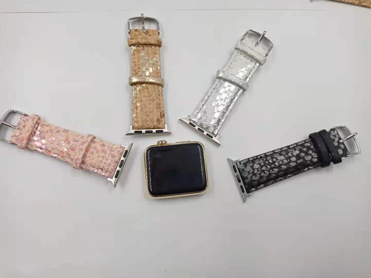 HKM-245331 Leopard Print Leather Strap for Apple Watch Series 1-6 & SE, 38mm/42mm Options Available