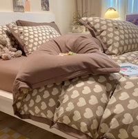 HKM-245459 Class A Washed Cotton and Hemp Bed Set with Floral Design - 4-Piece Collection
