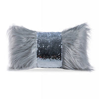 HKM-245523 Plush Sequin Bow Long Hair Hug Pillowcase for Sofa or Waist Support