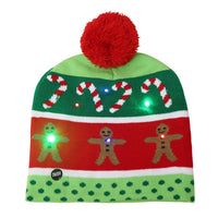 HKM-245587 Illuminated Knitted Christmas Hat with Integrated LED Lights for Adults and Kids