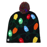 HKM-245587 Illuminated Knitted Christmas Hat with Integrated LED Lights for Adults and Kids