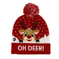 HKM-245587 Illuminated Knitted Christmas Hat with Integrated LED Lights for Adults and Kids