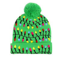 HKM-245587 Illuminated Knitted Christmas Hat with Integrated LED Lights for Adults and Kids