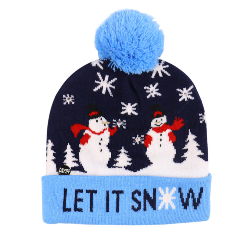 HKM-245587 Illuminated Knitted Christmas Hat with Integrated LED Lights for Adults and Kids