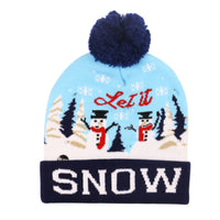 HKM-245587 Illuminated Knitted Christmas Hat with Integrated LED Lights for Adults and Kids