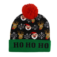 HKM-245587 Illuminated Knitted Christmas Hat with Integrated LED Lights for Adults and Kids