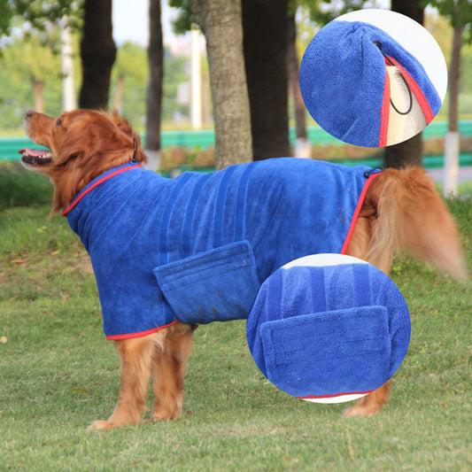 HKM-245779 Multi-Color Absorbent Pet Bathrobe for Dogs - Polyester, Sizes XS to 3XL, Royal Blue, Dark Gray, Light Purple