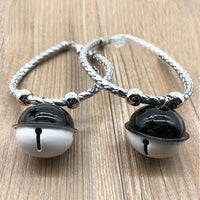 HKM-245843 Hand Woven Pet Collar with Big Bell, Adjustable PU, Available in Gold, Blue, Black, and Bright Silver
