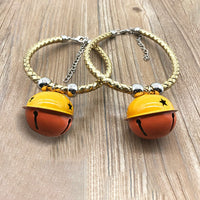 HKM-245843 Hand Woven Pet Collar with Big Bell, Adjustable PU, Available in Gold, Blue, Black, and Bright Silver