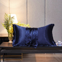 HKM-246035 Silk-like Luxury Square Cushion Cover in White, Metallic Silver, Princess Pink, and Navy - 40x40cm