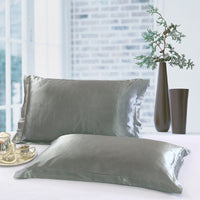 HKM-246035 Silk-like Luxury Square Cushion Cover in White, Metallic Silver, Princess Pink, and Navy - 40x40cm