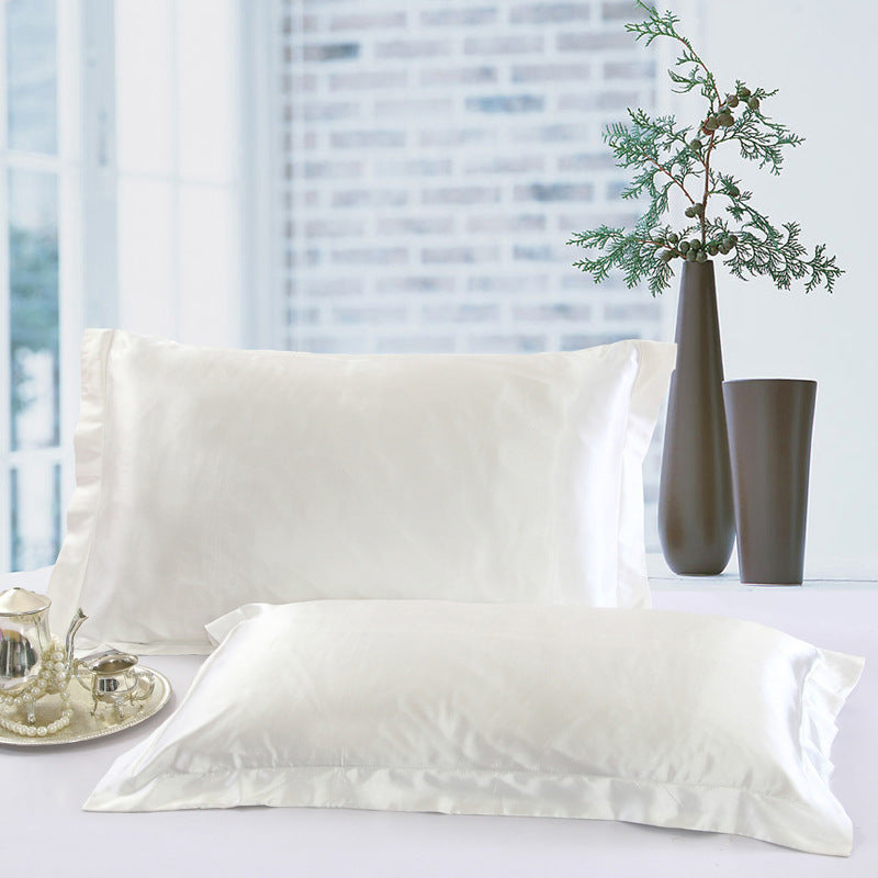 HKM-246035 Silk-like Luxury Square Cushion Cover in White, Metallic Silver, Princess Pink, and Navy - 40x40cm
