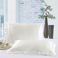 HKM-246035 Silk-like Luxury Square Cushion Cover in White, Metallic Silver, Princess Pink, and Navy - 40x40cm
