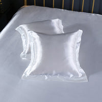 HKM-246035 Silk-like Luxury Square Cushion Cover in White, Metallic Silver, Princess Pink, and Navy - 40x40cm