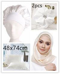 HKM-246035 Silk-like Luxury Square Cushion Cover in White, Metallic Silver, Princess Pink, and Navy - 40x40cm