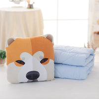 HKM-246099 Shiba Inu Plush Doll Pillow and Two-in-One Air Conditioning Quilt Set