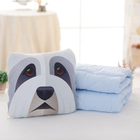 HKM-246099 Shiba Inu Plush Doll Pillow and Two-in-One Air Conditioning Quilt Set