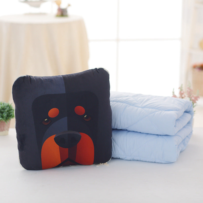 HKM-246099 Shiba Inu Plush Doll Pillow and Two-in-One Air Conditioning Quilt Set