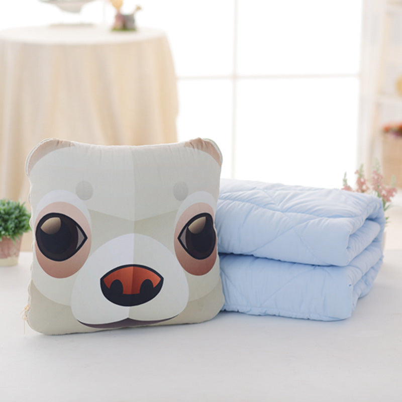 HKM-246099 Shiba Inu Plush Doll Pillow and Two-in-One Air Conditioning Quilt Set