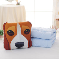 HKM-246099 Shiba Inu Plush Doll Pillow and Two-in-One Air Conditioning Quilt Set