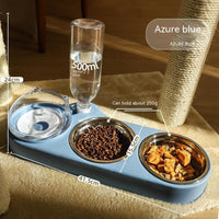 HKM-246163 Automatic Water Dispenser Cat Food Bowl with Dual Cat Ear Design, Food Grade Plastic and Stainless Steel, Perfect for Small and Medium Pets