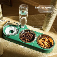 HKM-246163 Automatic Water Dispenser Cat Food Bowl with Dual Cat Ear Design, Food Grade Plastic and Stainless Steel, Perfect for Small and Medium Pets