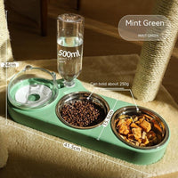 HKM-246163 Automatic Water Dispenser Cat Food Bowl with Dual Cat Ear Design, Food Grade Plastic and Stainless Steel, Perfect for Small and Medium Pets