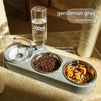 HKM-246163 Automatic Water Dispenser Cat Food Bowl with Dual Cat Ear Design, Food Grade Plastic and Stainless Steel, Perfect for Small and Medium Pets