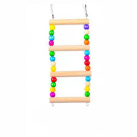 HKM-246227 Wooden Swing and Biting Toy for Birds - Multi-Color Parrot Play Accessory, 35cm