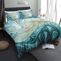 HKM-246291 Gilt Marble Three-Piece Bedding Set with Floral Design in Multiple Sizes