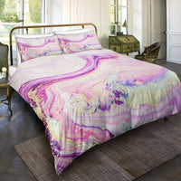 HKM-246291 Gilt Marble Three-Piece Bedding Set with Floral Design in Multiple Sizes