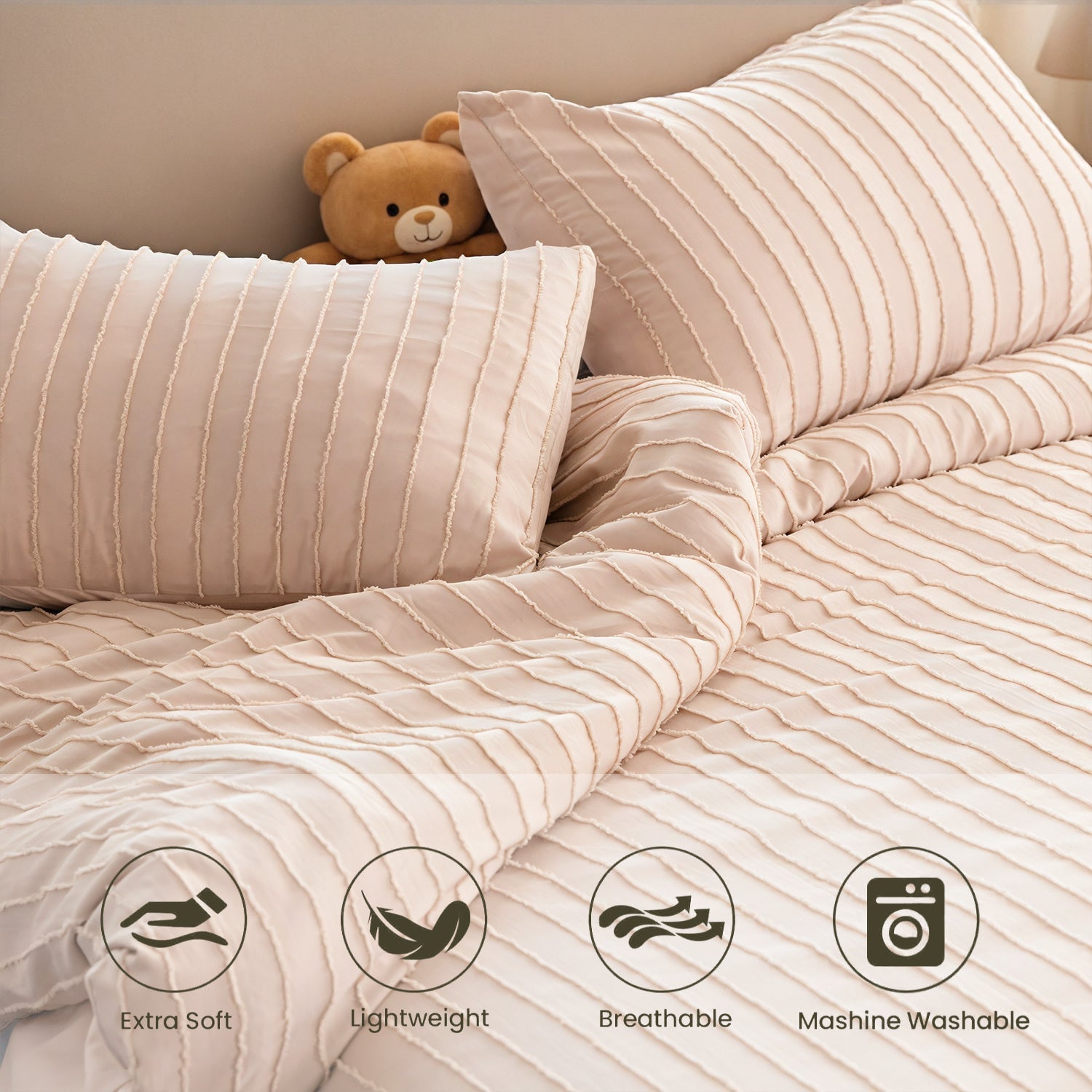 HKM-246291 Microfiber Polyester 3-Piece Quilt Cover Set with Pillowcases