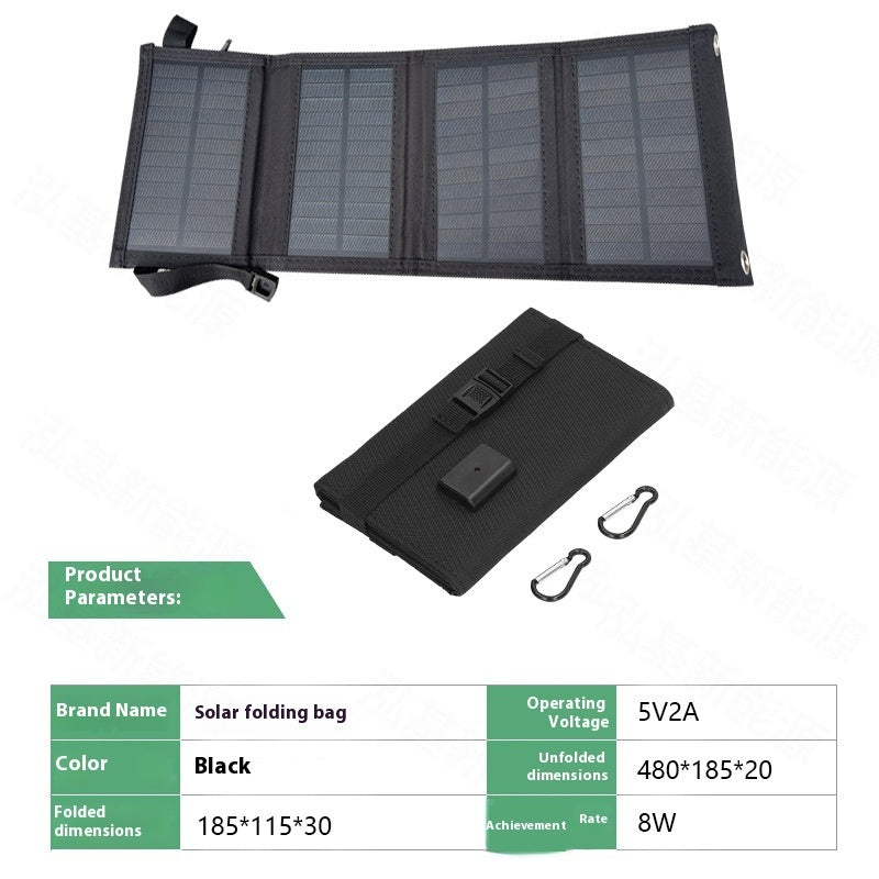 HKM-246483 8W Solar Energy Portable Folding Bag for Mobile and Small Appliance Charging