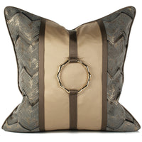 HKM-246675 Elegant Chinese Style Copper Ring Ornament Pillowcase - 45x45cm Precision Jacquard Design