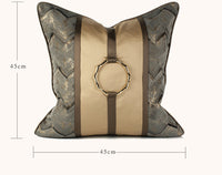 HKM-246675 Elegant Chinese Style Copper Ring Ornament Pillowcase - 45x45cm Precision Jacquard Design