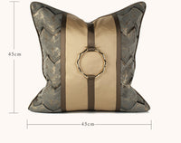 HKM-246675 Elegant Chinese Style Copper Ring Ornament Pillowcase - 45x45cm Precision Jacquard Design