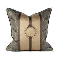 HKM-246675 Elegant Chinese Style Copper Ring Ornament Pillowcase - 45x45cm Precision Jacquard Design