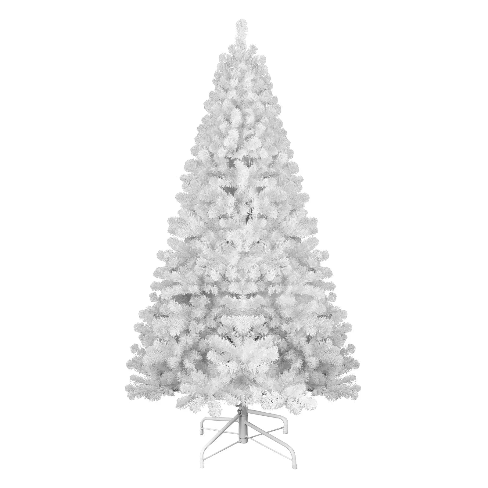 KTX-246739 7ft Hinged 3-Part White PVC Christmas Tree for Indoor Living Room Decorations