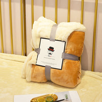 HKM-247059 Double Layer Flannel and Lamb Wool Blanket - Soft Plush Throw for Sofa and Bed