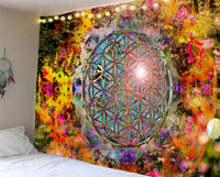 HKM-247123 Mandala Series Printed Polyester Tapestry Wall Hanging - Versatile Blanket for Living Room, Bedroom, and Outdoor Use