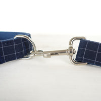 HKM-247251 Blue Plaid Bow Dog Collar and Leash Set